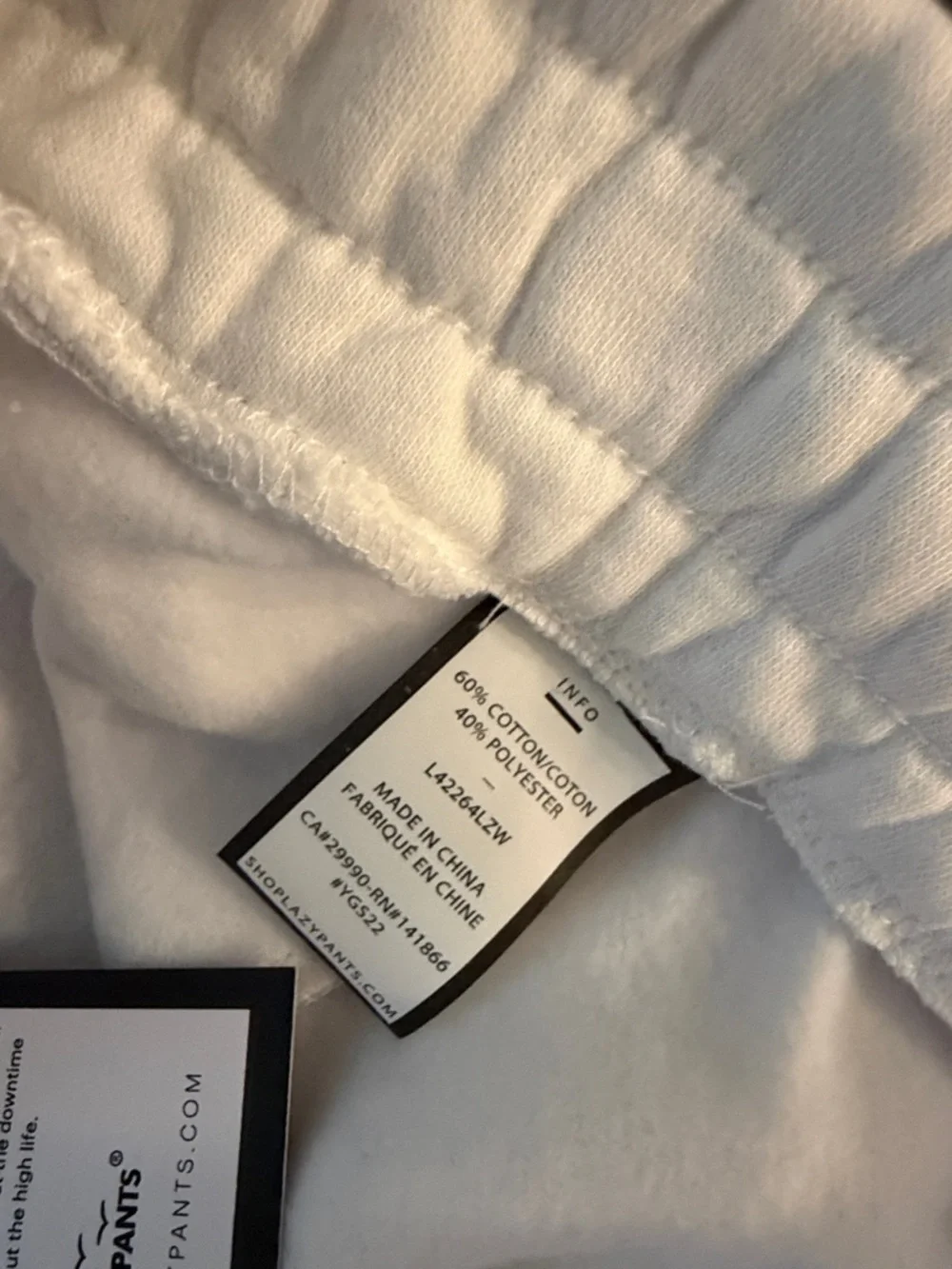 Lazy Pants white sweat shorts Medium BNWT - Picture 4 of 4